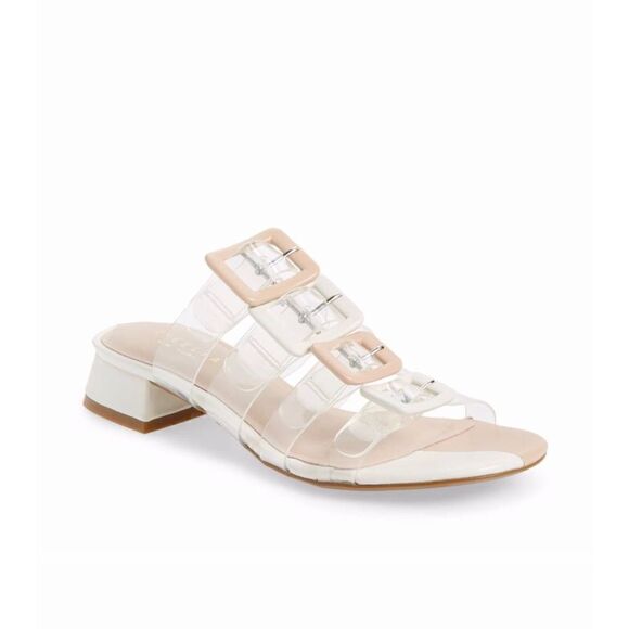 Cecelia New York Lincoln, 6.5 M, Tan and White and Clear NWOT - Picture 1 of 11